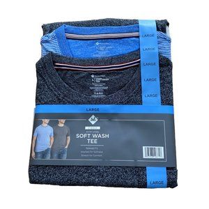 Member's Mark 2-Pack Soft Wash T-Shirt Relaxed Crewneck Black/Blue Men Size L